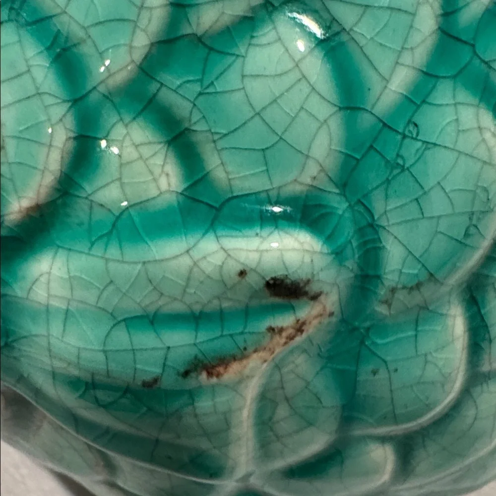 Tozai Home Turquoise Ceramic Fish with Crackle & Distessed Detail